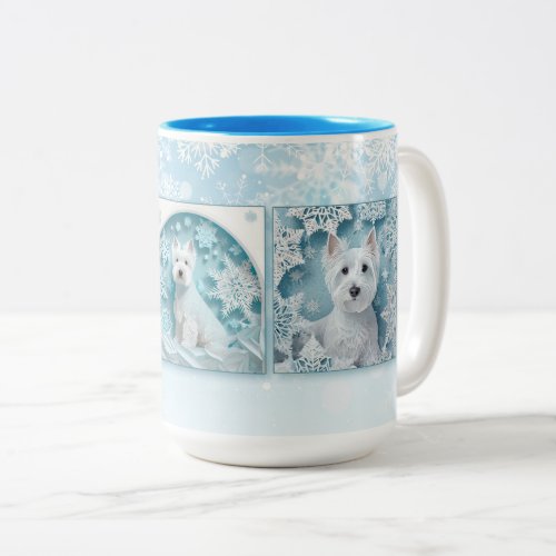 Paper Snowflake Westie Two_Tone Coffee Mug