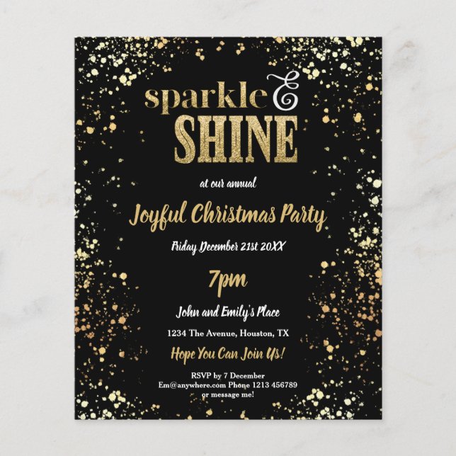 PAPER Sparkle Shine Gold Black Christmas Party (Front)