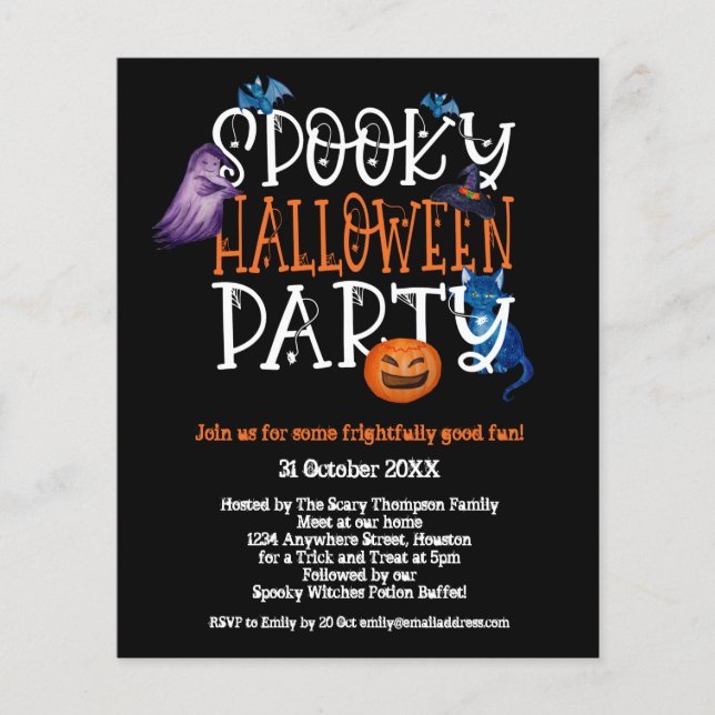 PAPER | Spooky Halloween Party Black Invitation (Front)