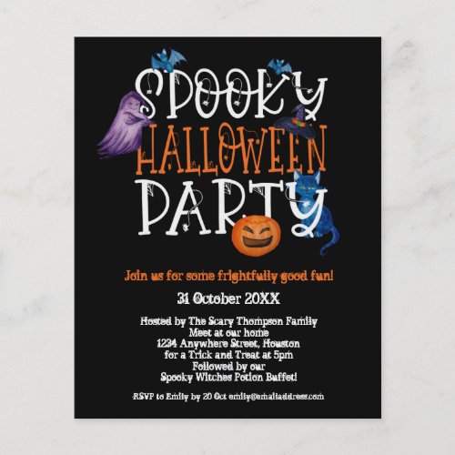 PAPER  Spooky Halloween Party Black Invitation