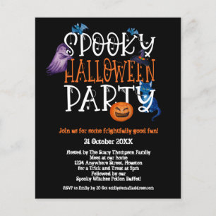 PAPER Spooky Halloween Party Black Invitation