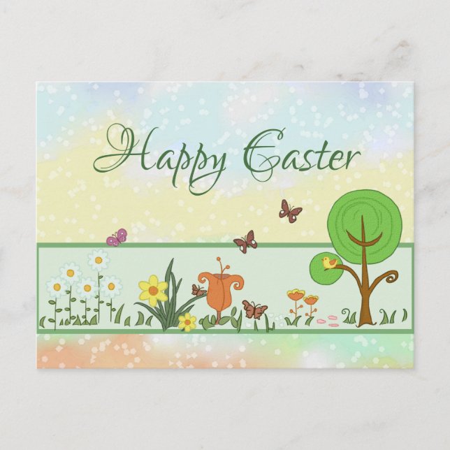 paper spring Easter postcard (Front)