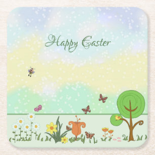 paper spring Easter  Square Paper Coaster