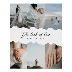 Paper Style Wedding Customizable Photo Collage Poster