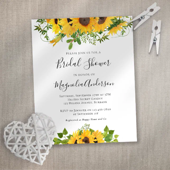 PAPER Sunflower Bridal Shower Brunch Invitation | Zazzle