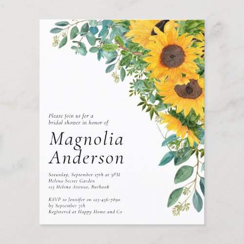 PAPER Sunflower Bridal Shower Invitation
