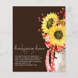 PAPER Sunflower Thanksgiving Dinner Brown Invite