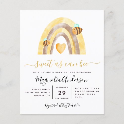 PAPER Sweet as Can Bee Baby Shower Invitation