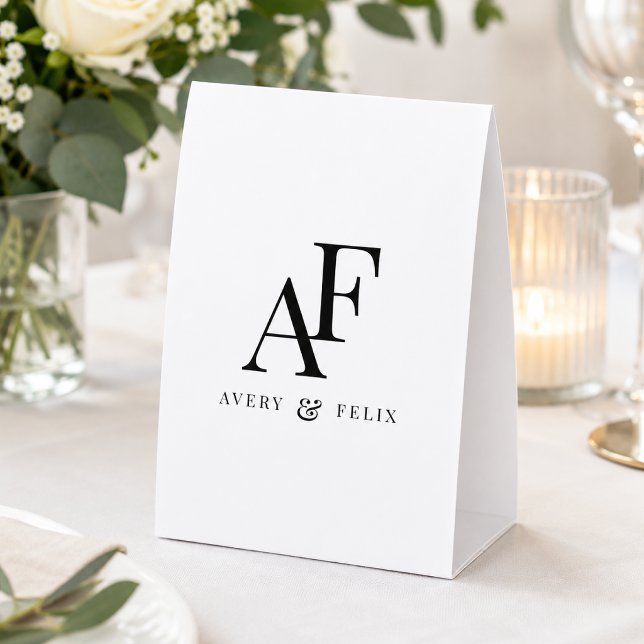 Paper Table Tent | Wedding Monogram Centerpiece (Easy to customize tabletop wedding signage with sophisticated typography)