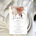 PAPER | Terracotta Florals Rustic Wedding Menu<br><div class="desc">PAPER | Terracotta Florals Rustic Wedding Menu. A great value size 5.5” x 8.5” PAPER (not card) alternative. An informal set typography in black for the main heading Menu complementing the rest of the text which you can easily personalise,  with beautiful autumn colored flowers and grasses at the top.</div>