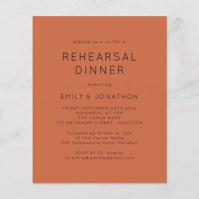 PAPER | Terracotta Rehearsal Dinner Wedding Invite (Front)