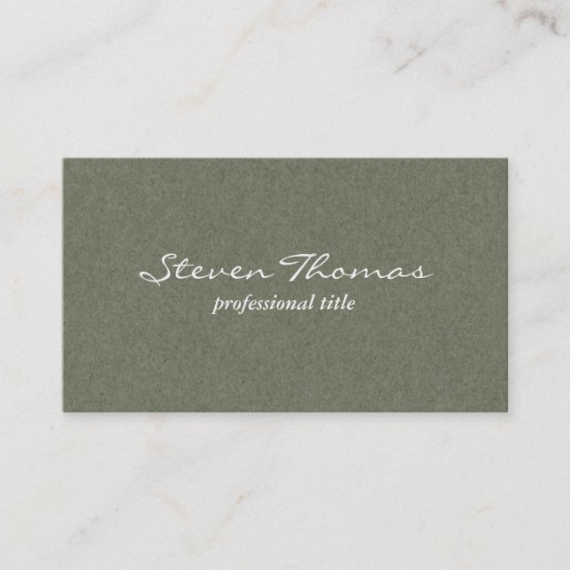 Paper Texture | Olive Green Business Card (Front)
