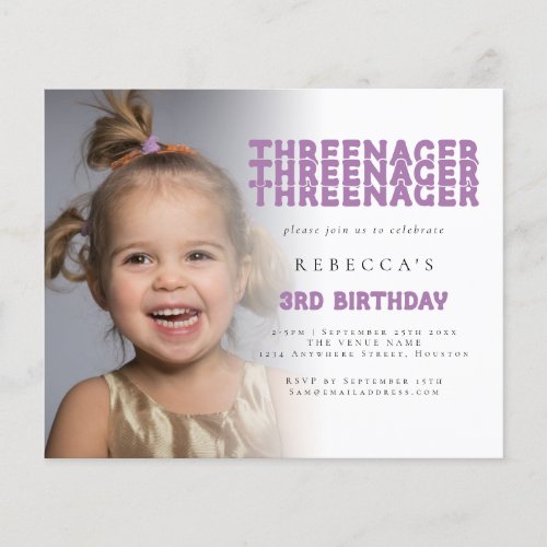 PAPER Threenager Photo Overlay 3rd Birthday Lilac
