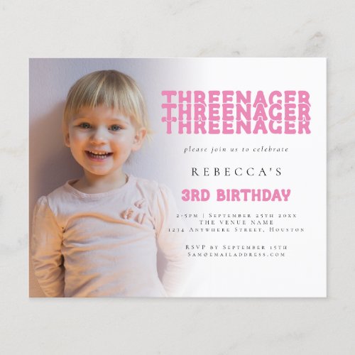 PAPER Threenager Photo Overlay 3rd Birthday Pink