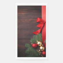 Paper Towel "Wood and Red Ribbon"