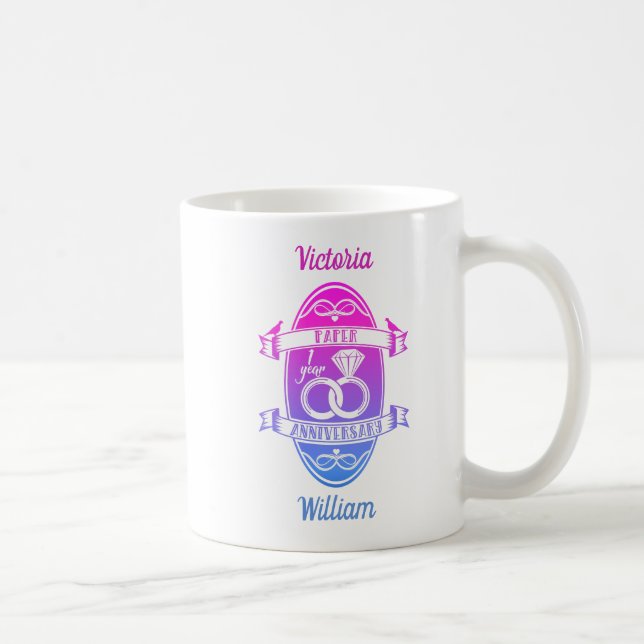 Paper traditional 1st First Wedding Anniversary Coffee Mug (Right)