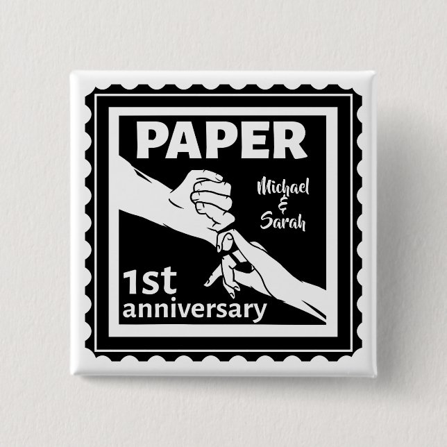 Paper traditional 1st wedding anniversary button (Front)
