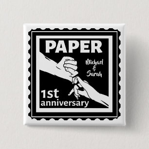 Paper traditional 1st wedding anniversary button
