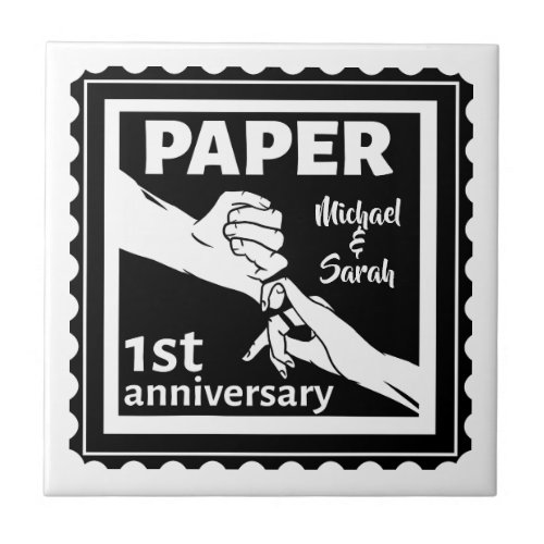 Paper traditional 1st wedding anniversary ceramic tile