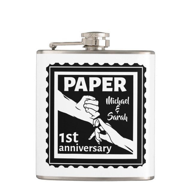Paper traditional 1st wedding anniversary flask (Front)