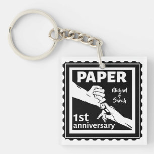 Paper traditional 1st wedding anniversary keychain