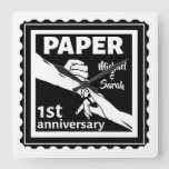 Paper traditional 1st wedding anniversary square wall clock