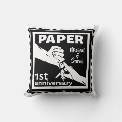 Paper traditional 1st wedding anniversary throw pillow