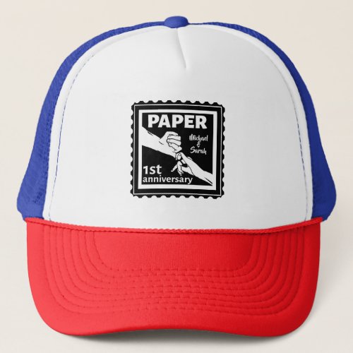 Paper traditional 1st wedding anniversary trucker hat