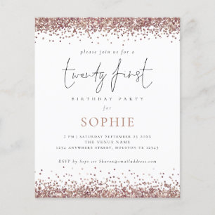 PAPER Trendy Rose Gold Glitter 21st Party Invite