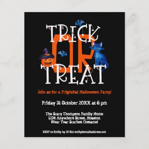PAPER Trick Or Treat Halloween Party Black Invite
