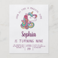 PAPER Unicorn Kid's Birthday Party Invitation