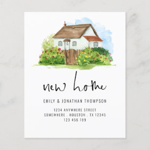 PAPER Watercolor House Floral New Home Address