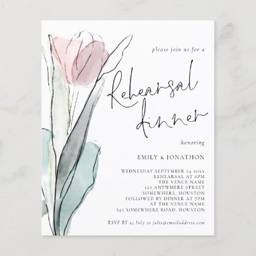 PAPER  Watercolor Tulip Rehearsal Dinner Invite