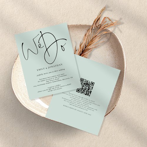 PAPER We Do Mint QR Code Wedding Invite