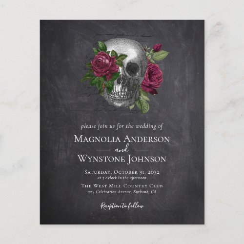 PAPER Wedding Invitation  Gothic Skull Roses