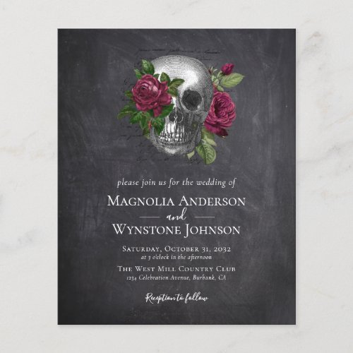 PAPER Wedding Invitation  Gothic Skull Roses