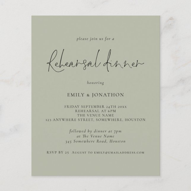 PAPER | Wedding Rehearsal Dinner Light Sage Invite (Front)