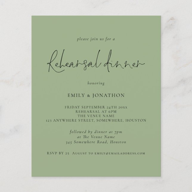 PAPER | Wedding Rehearsal Dinner Sage Green Invite (Front)
