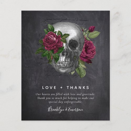PAPER Wedding Thank You Note  Gothic Skull Photo