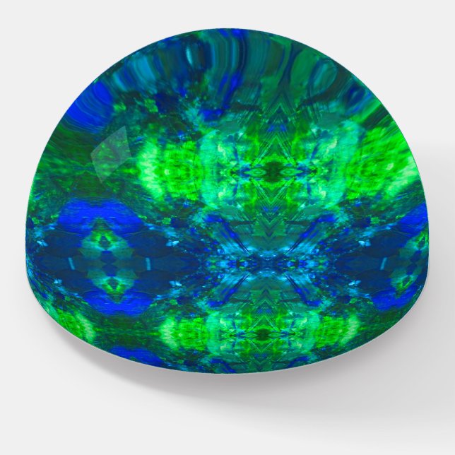 Paper Weight Blue & Green Opal (Angled)