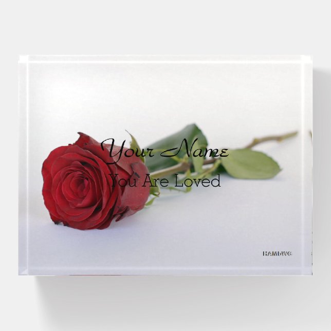 Paper Weight -Long Stem Red Rose - HAMbyWG (Front)