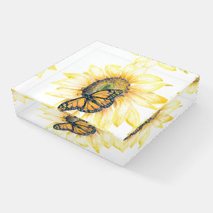 Paper Weight Monarch on Sunflower