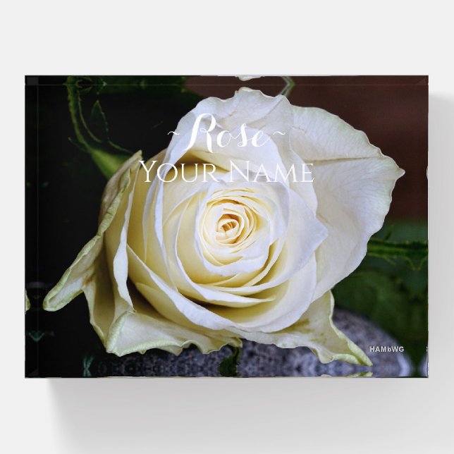 Paper Weight - White Rose - HAMbyWG (Front)