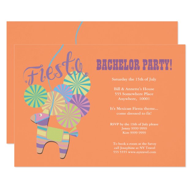Paper Wheel + Donkey Fiesta Pinata Bachelor Party Invitation