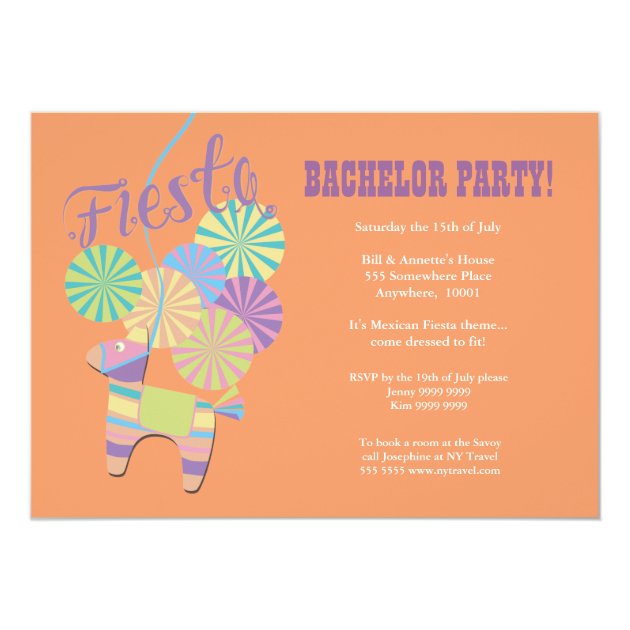 Paper Wheel + Donkey Fiesta Pinata Bachelor Party Invitation