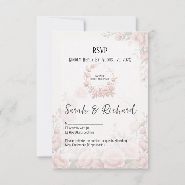 Paper Whisper Garden Wedding Romantic Floral RSVP Card (Front)