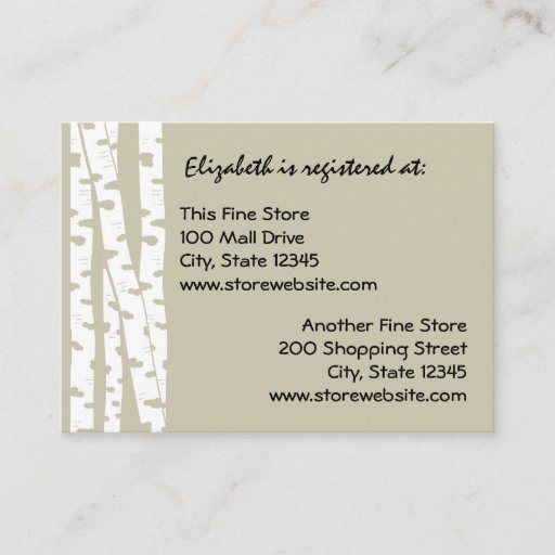 Customizable Paper White Birch Business Card Template