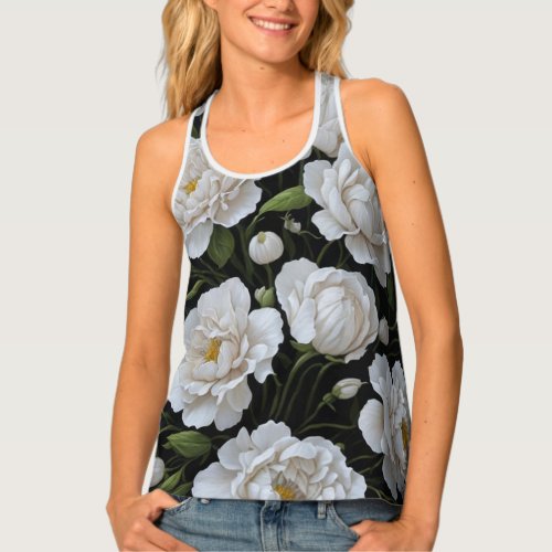 Paper white flowers tank top