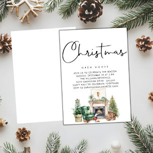 PAPER Winter Wonderland Christmas fireplace Invitation