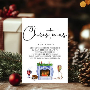 PAPER   Winter Wonderland Christmas fireplace Invitation